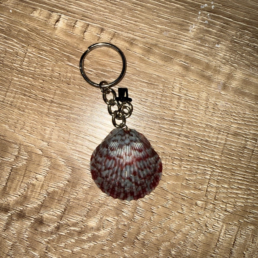 Seashell Keychain with Red Accents